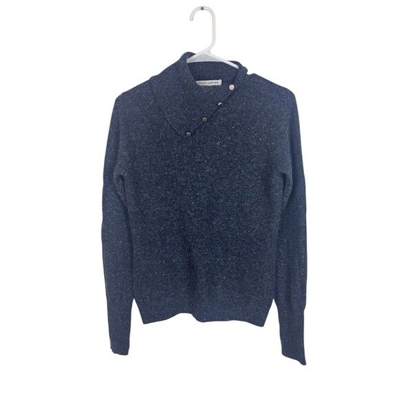 Autumn Cashmere Blue Speckled Mock Neck Sweater Small 100% Cashmere - Picture 1 of 6